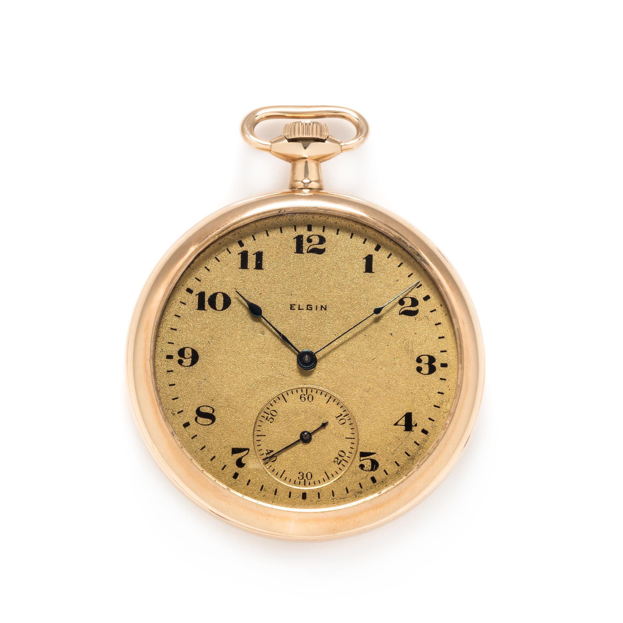 Elgin, 14K Yellow Gold Open Face Pocket Watch, Circa 1922