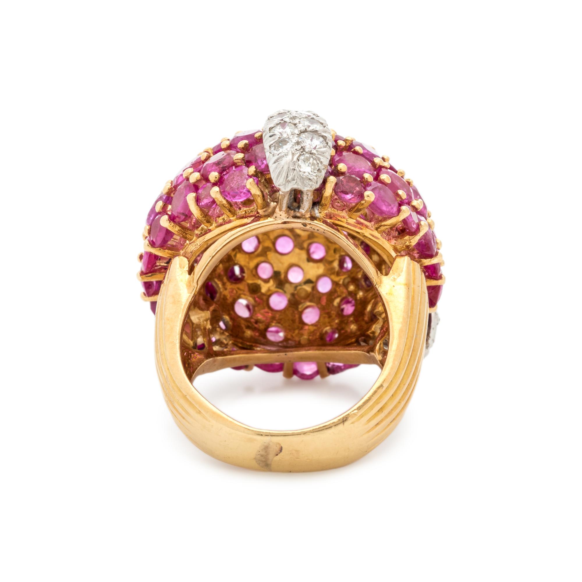 PINK SAPPHIRE AND DIAMOND BOMBE RING