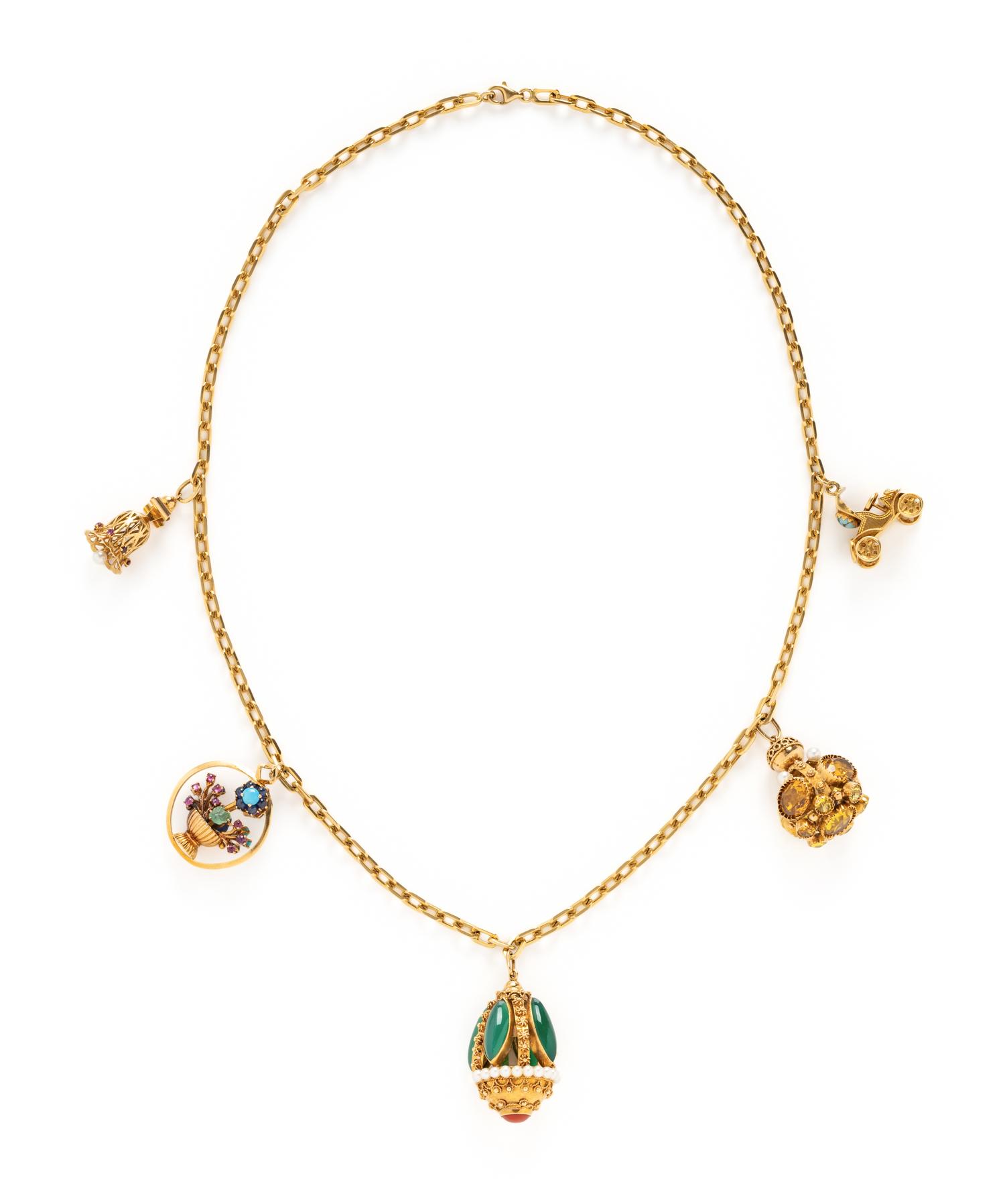 YELLOW GOLD CHARM NECKLACE