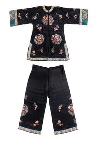 A Chinese Two-Piece Embroidered Silk Ensemble