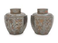 A Pair of Chinese Pewter Tea Caddies