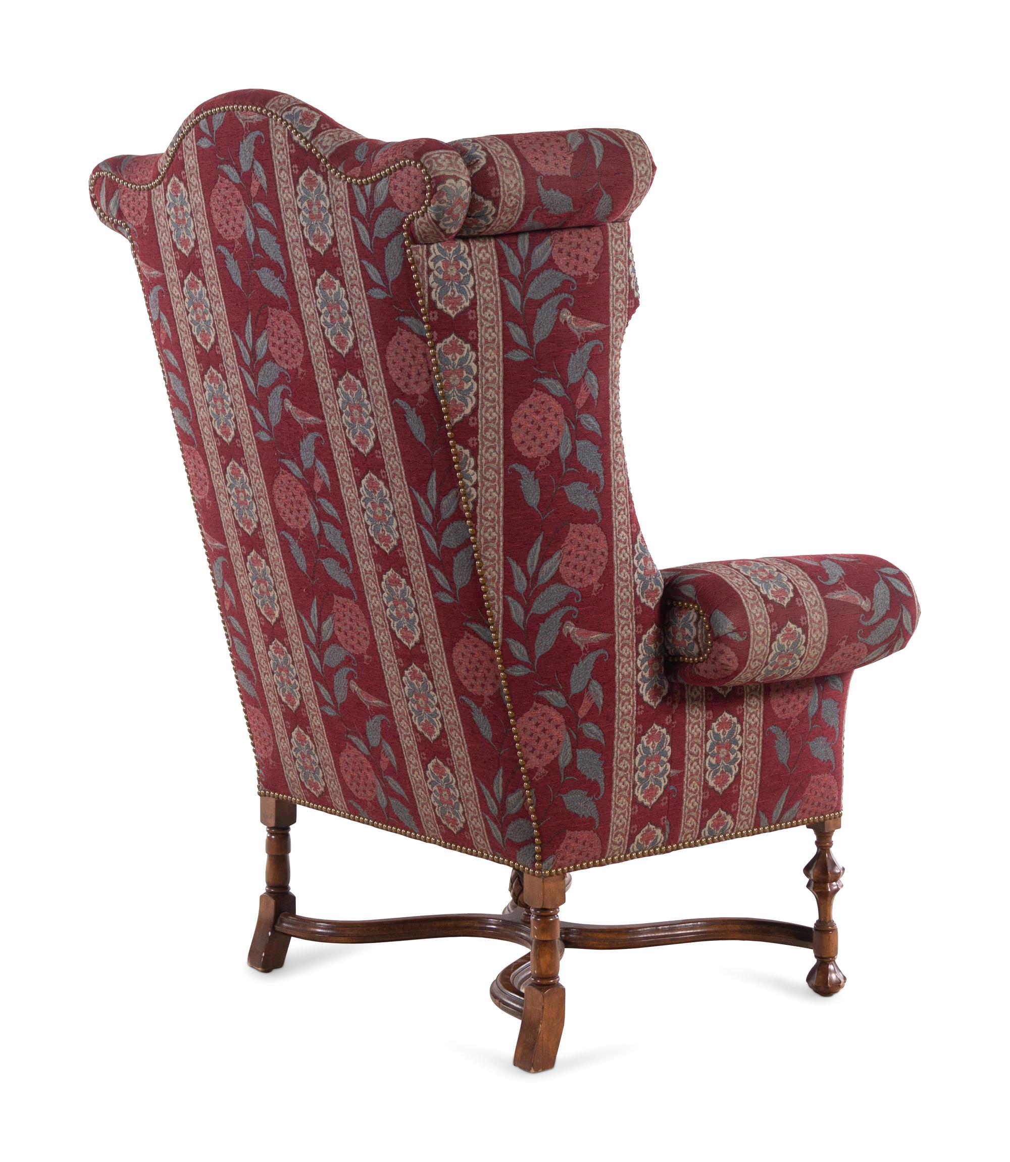 A William and Mary Style Wingback Armchair