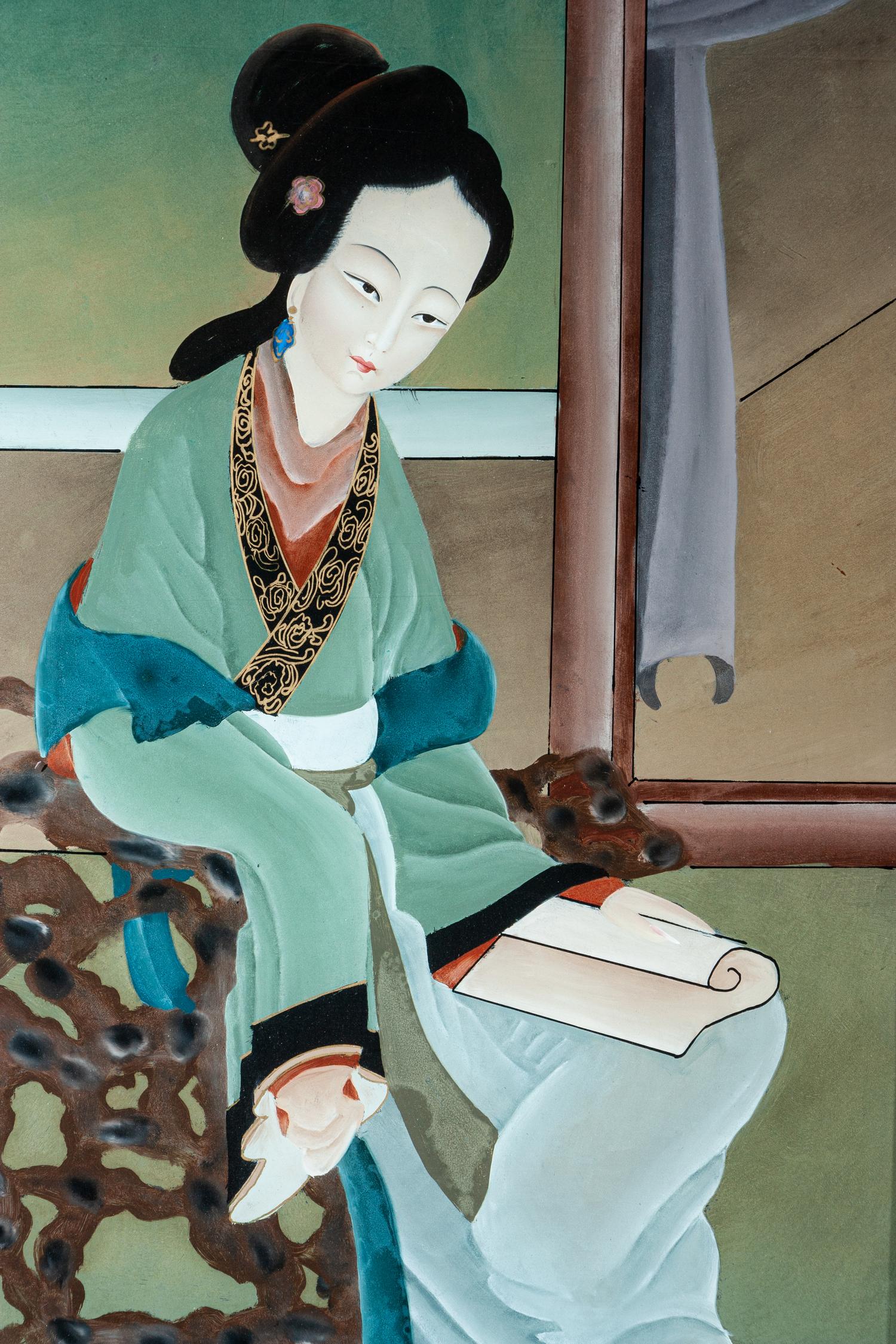 FIve Chinese Reverse Glass Paintings