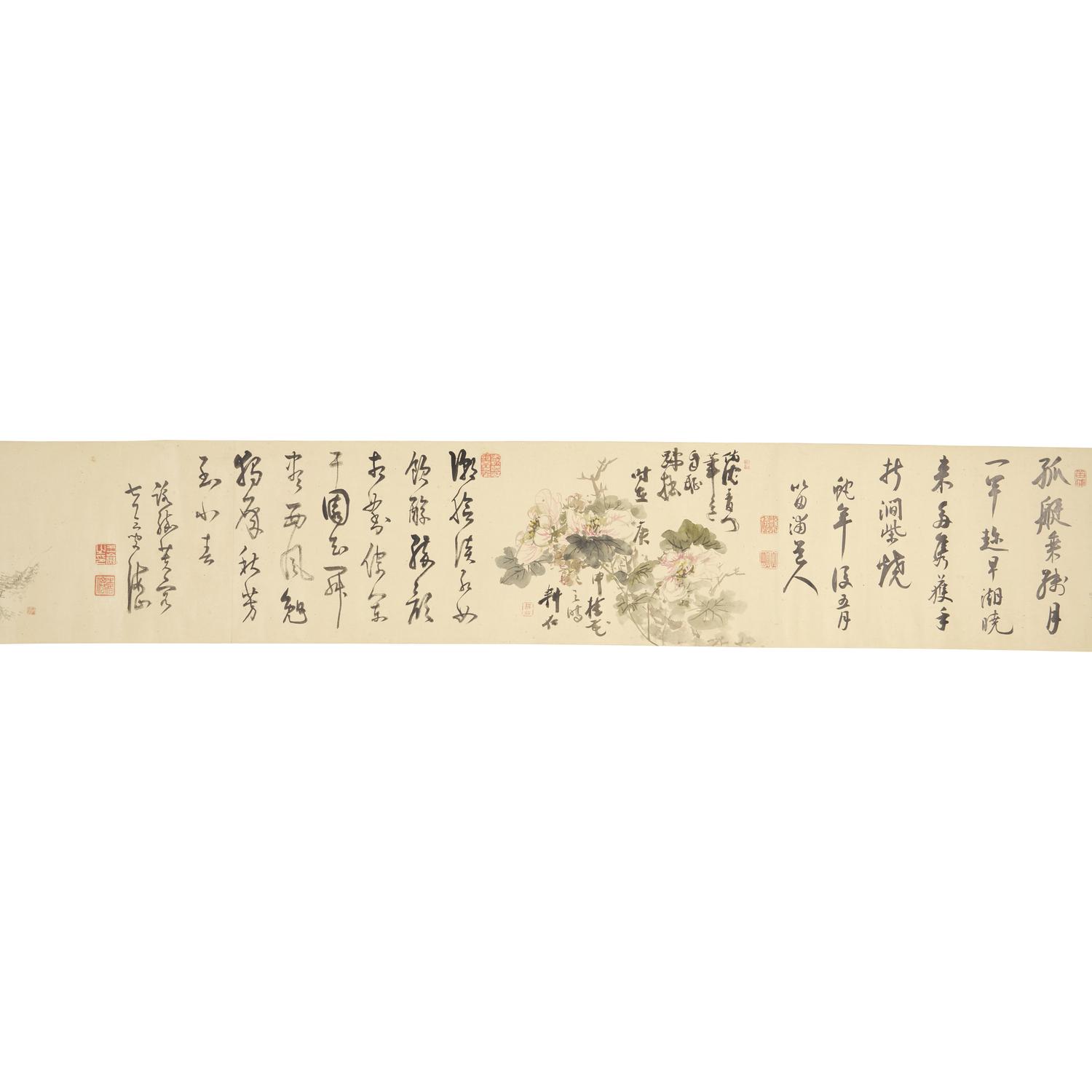 Nakabayashi Chikkei (Japanese 1816-1867) Hisani Nakanishi (1807-1884), Oda Kaisen (1785-1867), et al, Emaki Handscroll, Kyoto, 1857