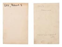 [LEE, Robert E. (1807-1870)]. A group of 5 CDVS, incl. full standing CDV "Blockade Portrait" of the CSA commander. [Richmond, VA]: [Vannerson], [1864].