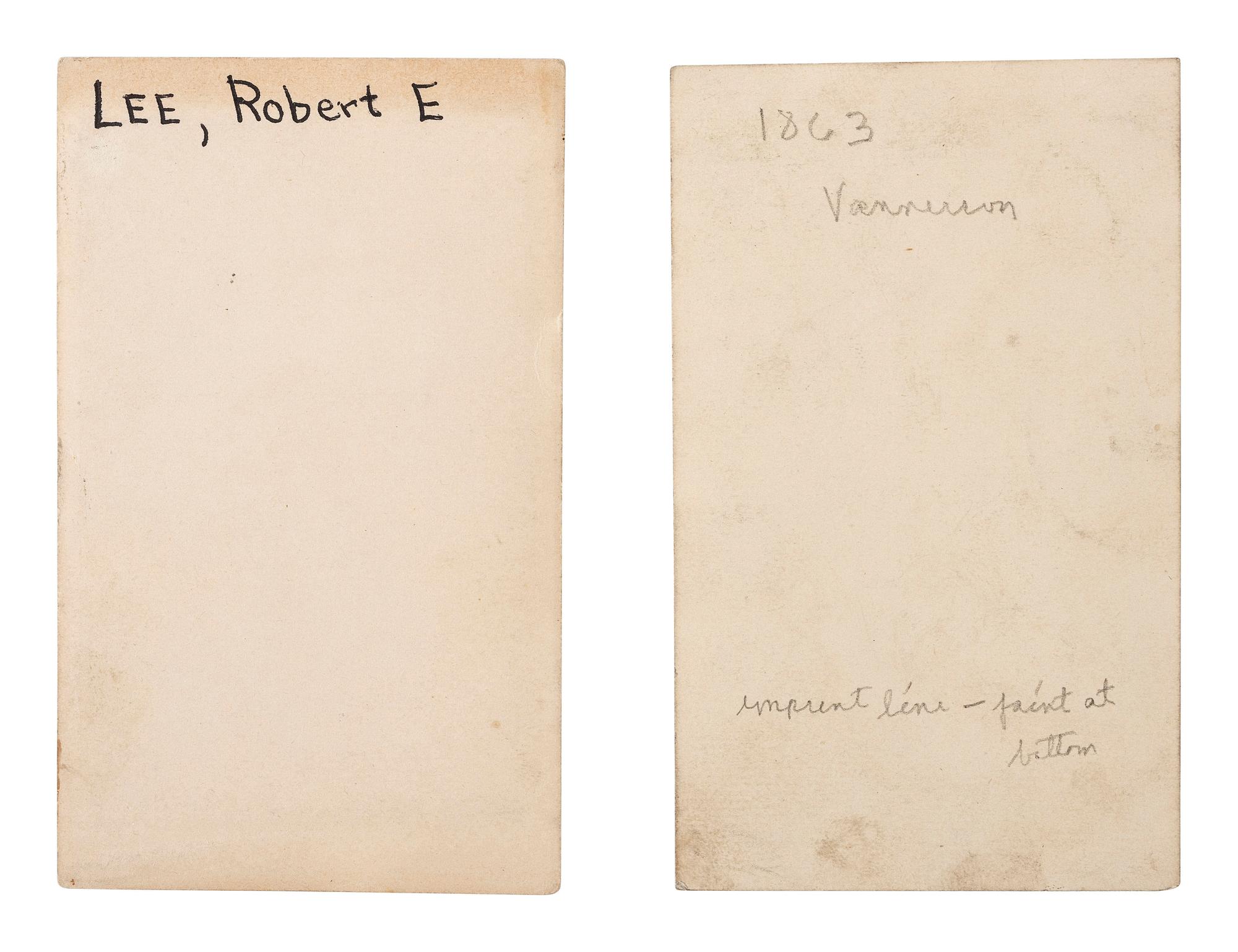 [LEE, Robert E. (1807-1870)]. A group of 5 CDVS, incl. full standing CDV "Blockade Portrait" of the CSA commander. [Richmond, VA]: [Vannerson], [1864].