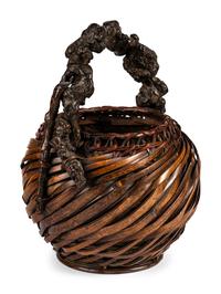 A Japanese Bamboo Ikebana Basket