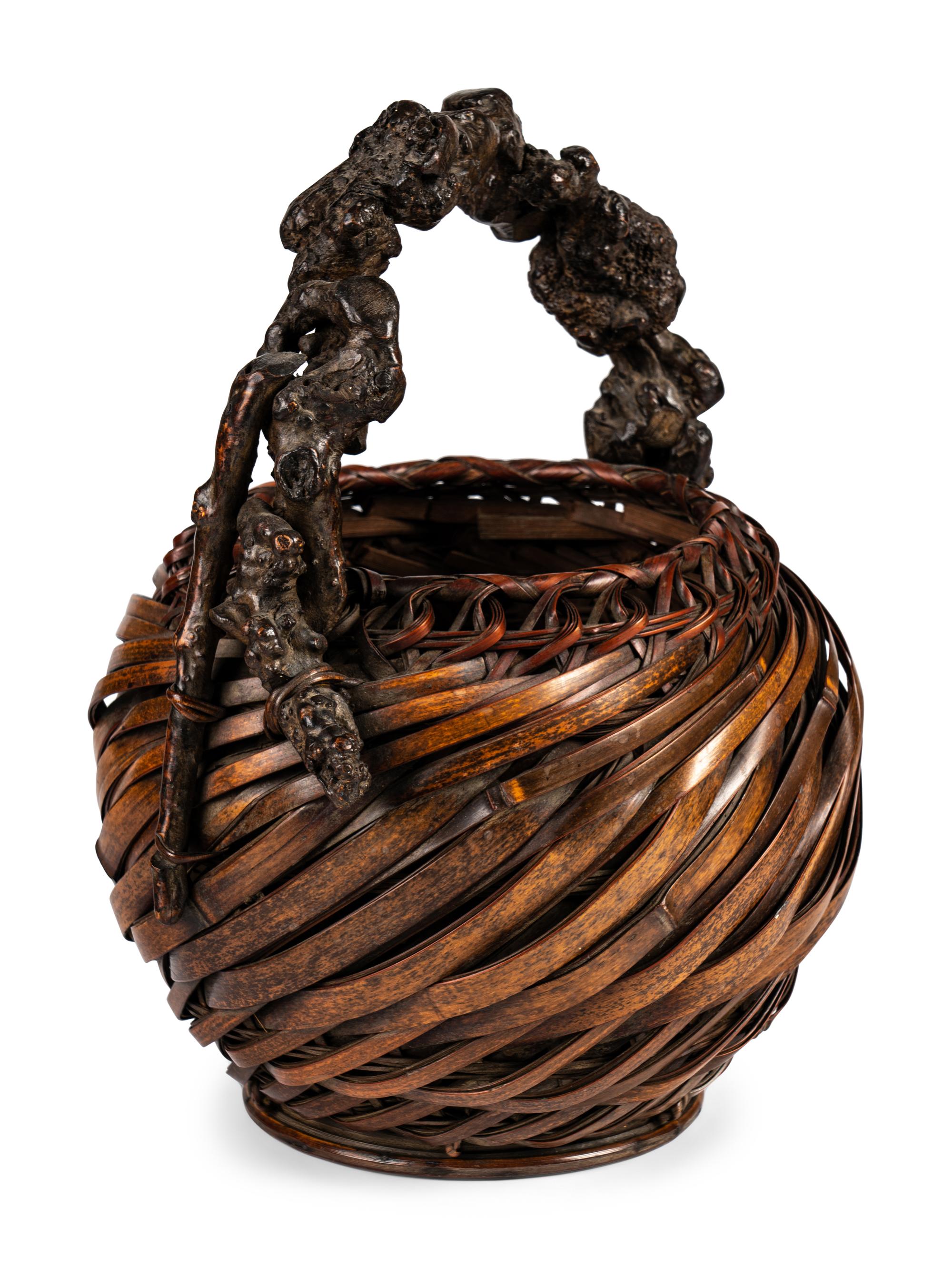 A Japanese Bamboo Ikebana Basket