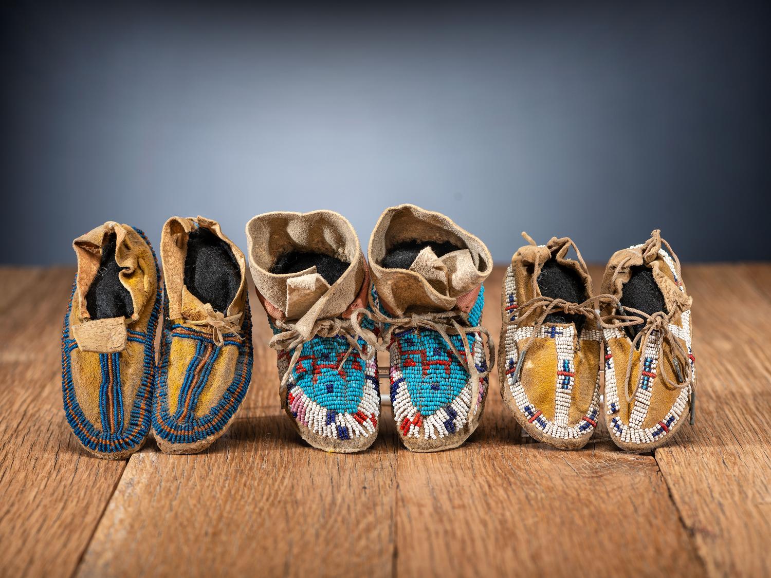 Plains Infant's Beaded Hide Moccasins
