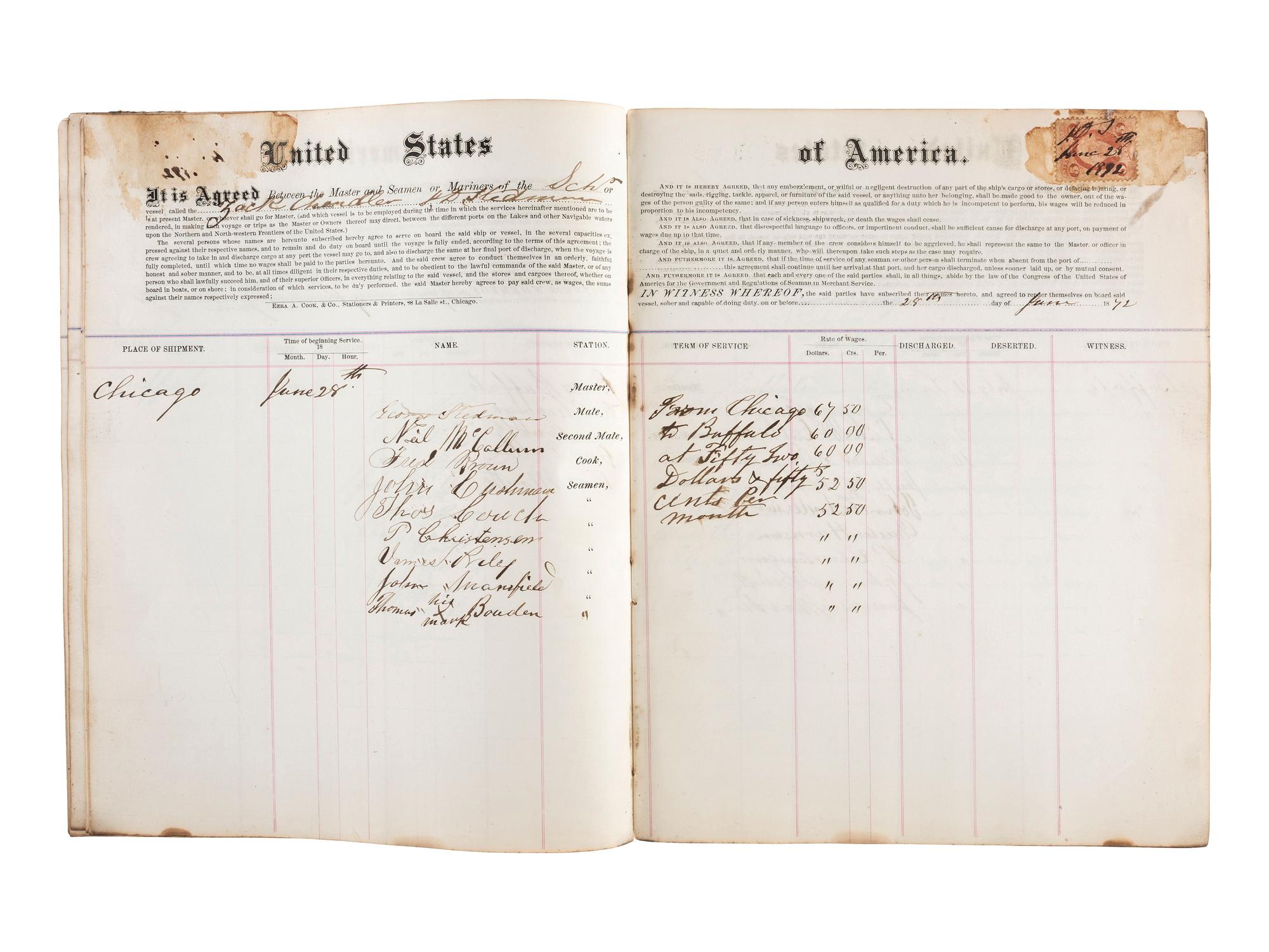 [TRANSPORTATION] -- [SHIPPING]. Letter press copy book featuring discussion of early Great Lakes shipping and commerce within the 1847 business correspondence of Detroit shipbuilder, merchant, and vessel owner Elon W. Hudson (1818-1901).