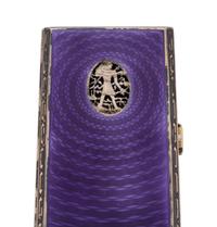 A Continental Silver and Guilloche Enamel "Egyptian" Cigarette Case