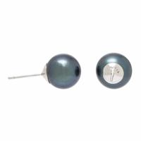 Cultured Black Pearl and Platinum Earrings