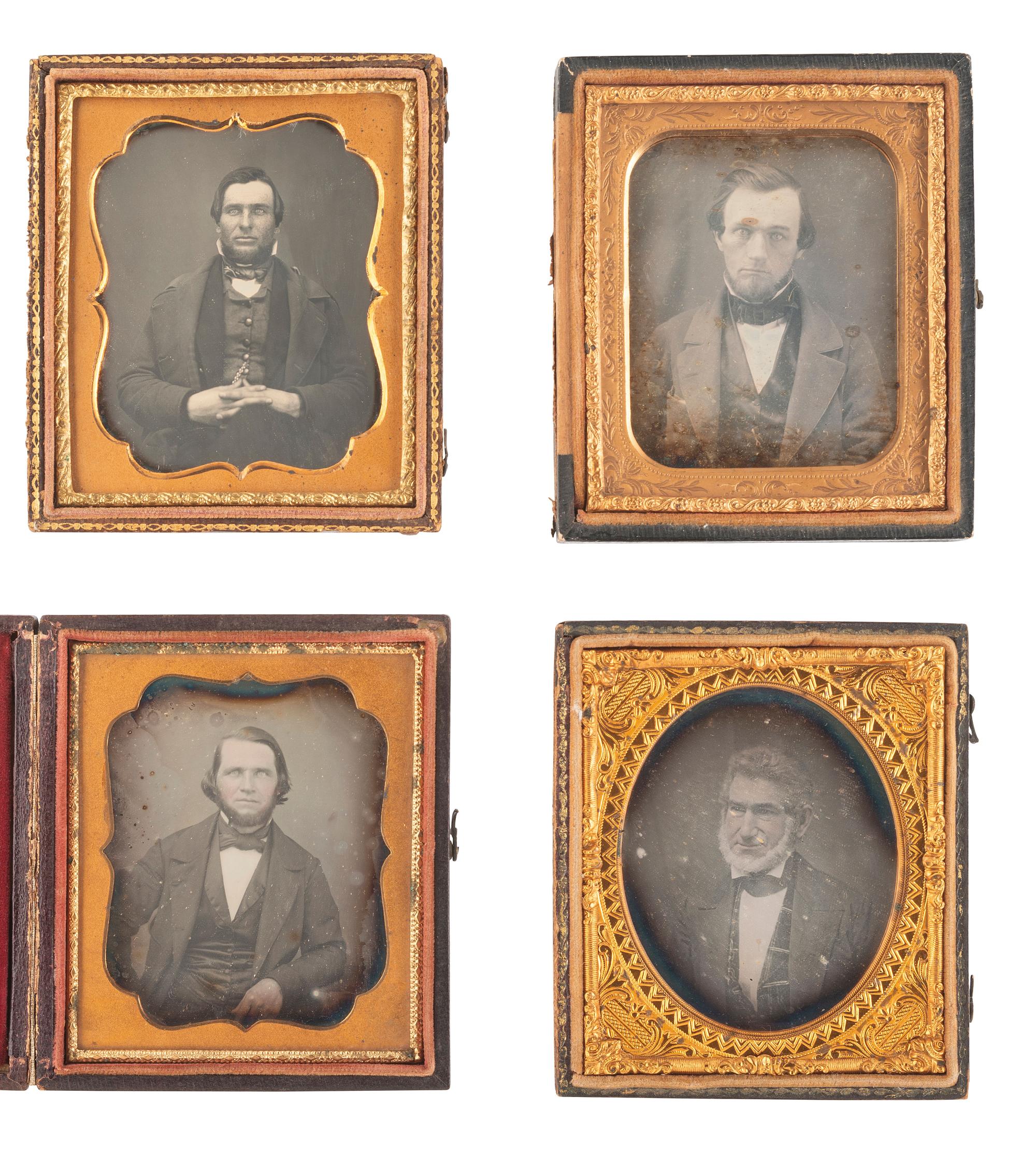 [EARLY PHOTOGRAPHY]. 19 sixth plate daguerreotypes of men with facial hair.
