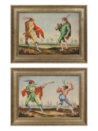 A Pair of Framed Italian Polychrome Faience Plaques