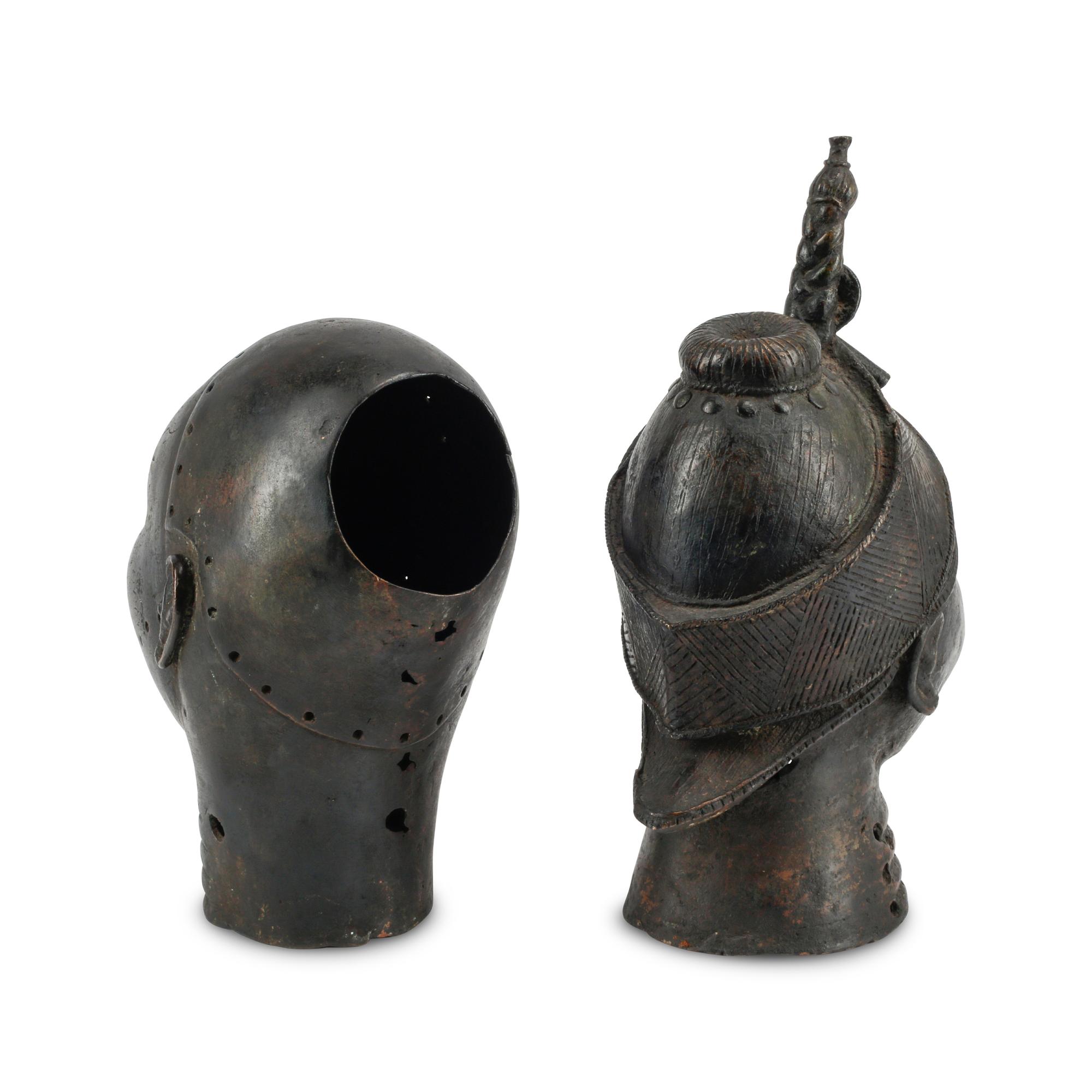 Two Benin Style Bronze Busts