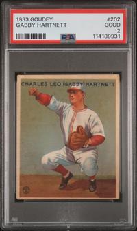 A 1933 Goudey Gabby Hartnett Baseball Card No. 202 (PSA 2 GOOD)