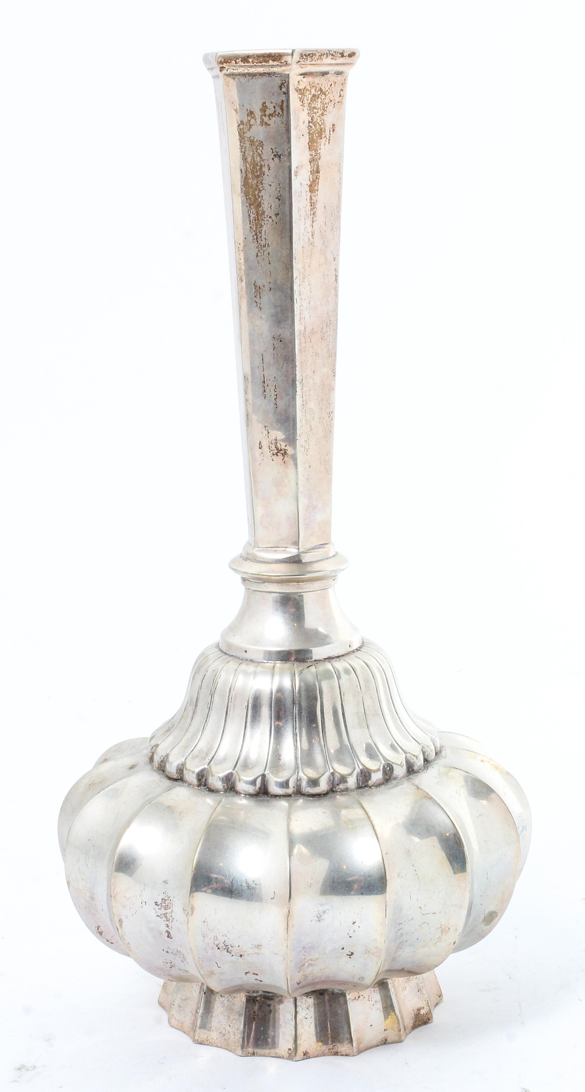 A Japanese Silvered Metal Vase Height 11 inches. — 20TH CENTURY