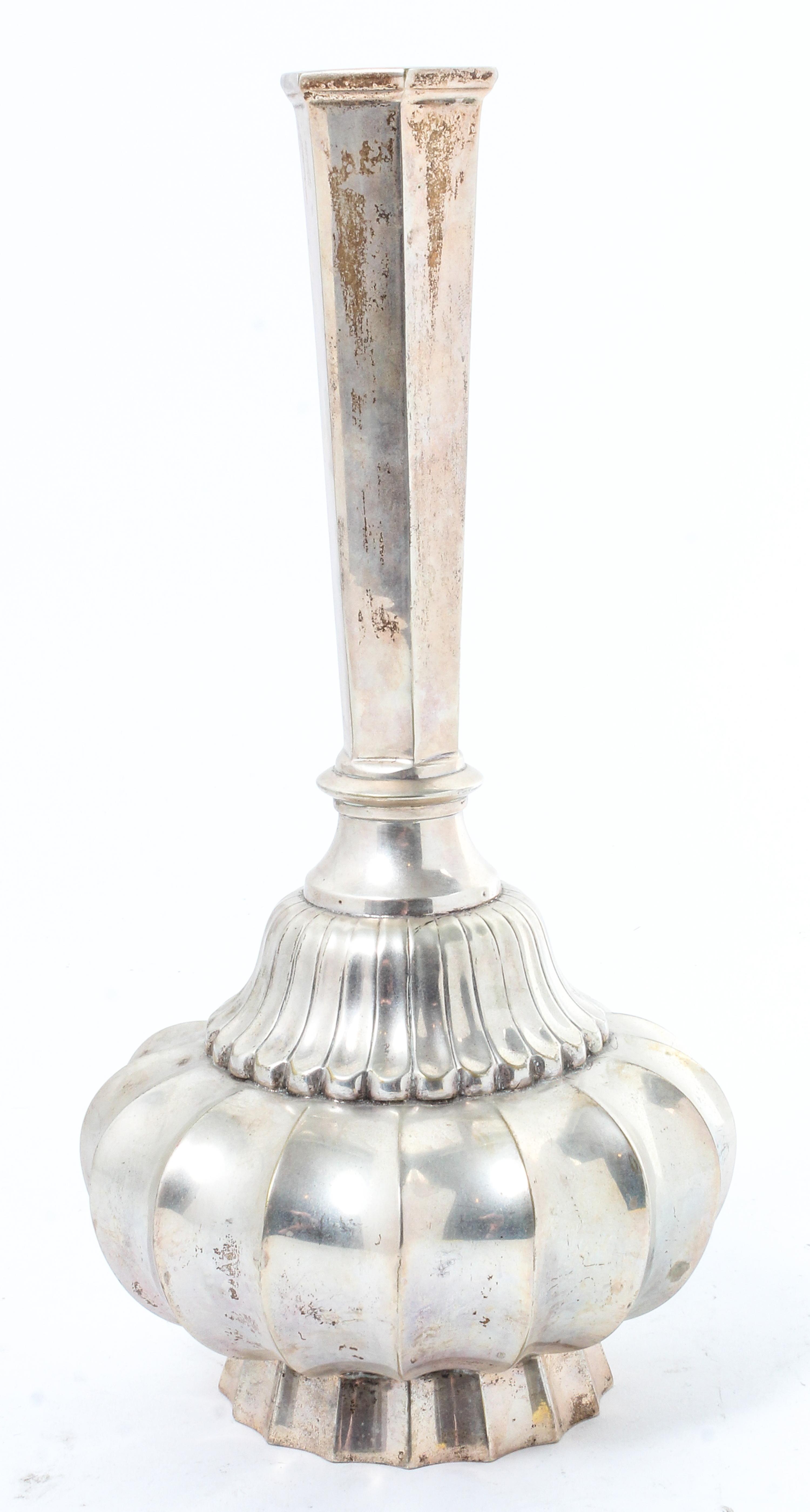 A Japanese Silvered Metal Vase Height 11 inches. — 20TH CENTURY