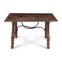 A Spanish Baroque Iron Mounted Walnut Table