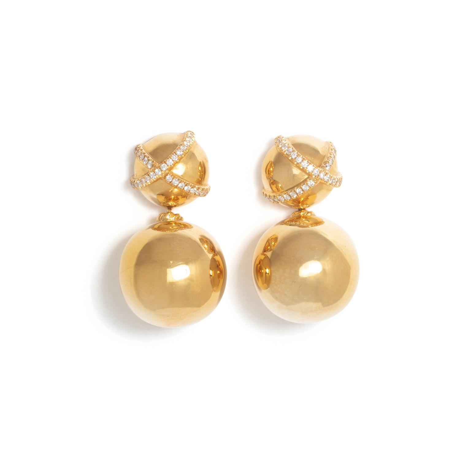 DAVID YURMAN, YELLOW GOLD AND DIAMOND 'SOLARI' EARRINGS