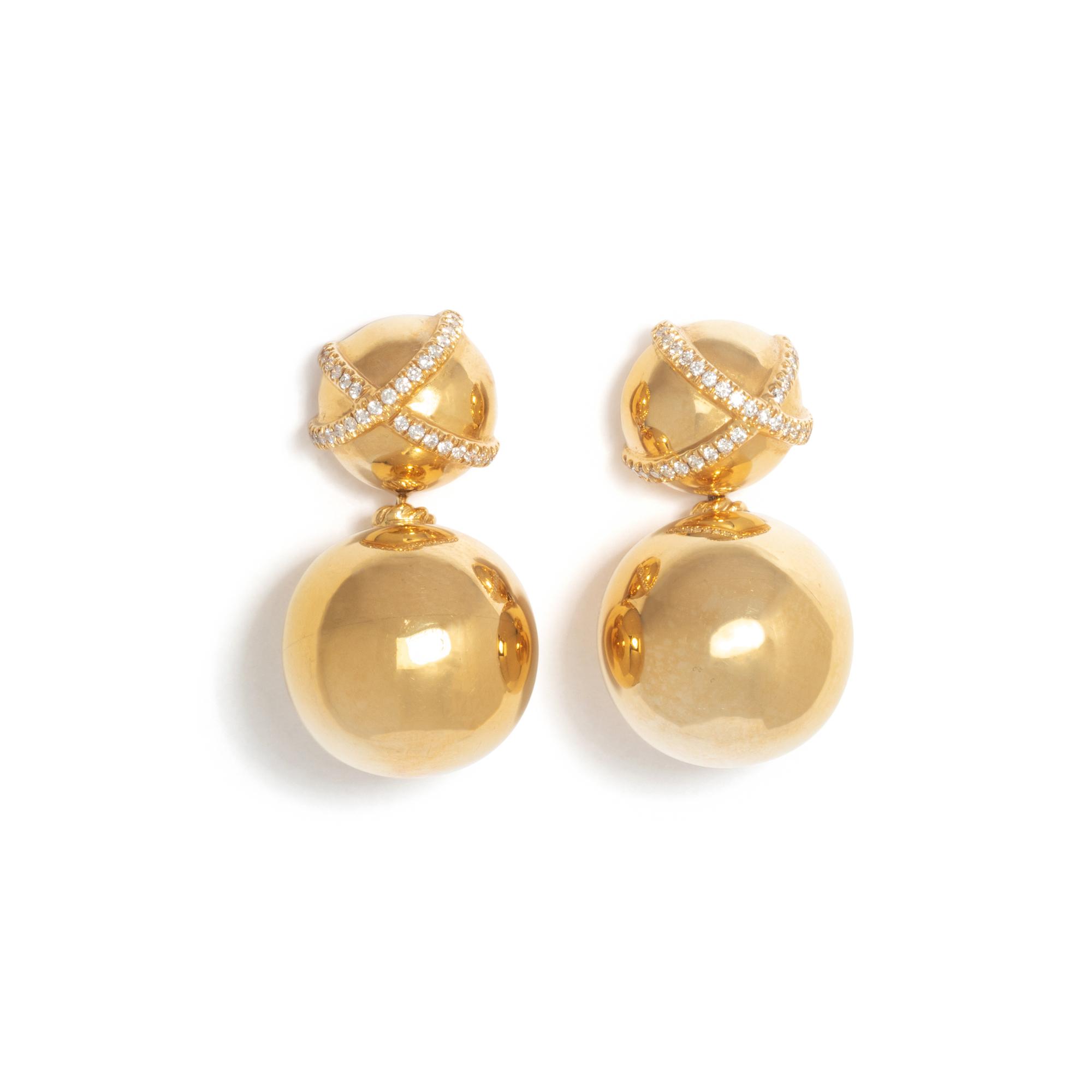 DAVID YURMAN, YELLOW GOLD AND DIAMOND 'SOLARI' EARRINGS