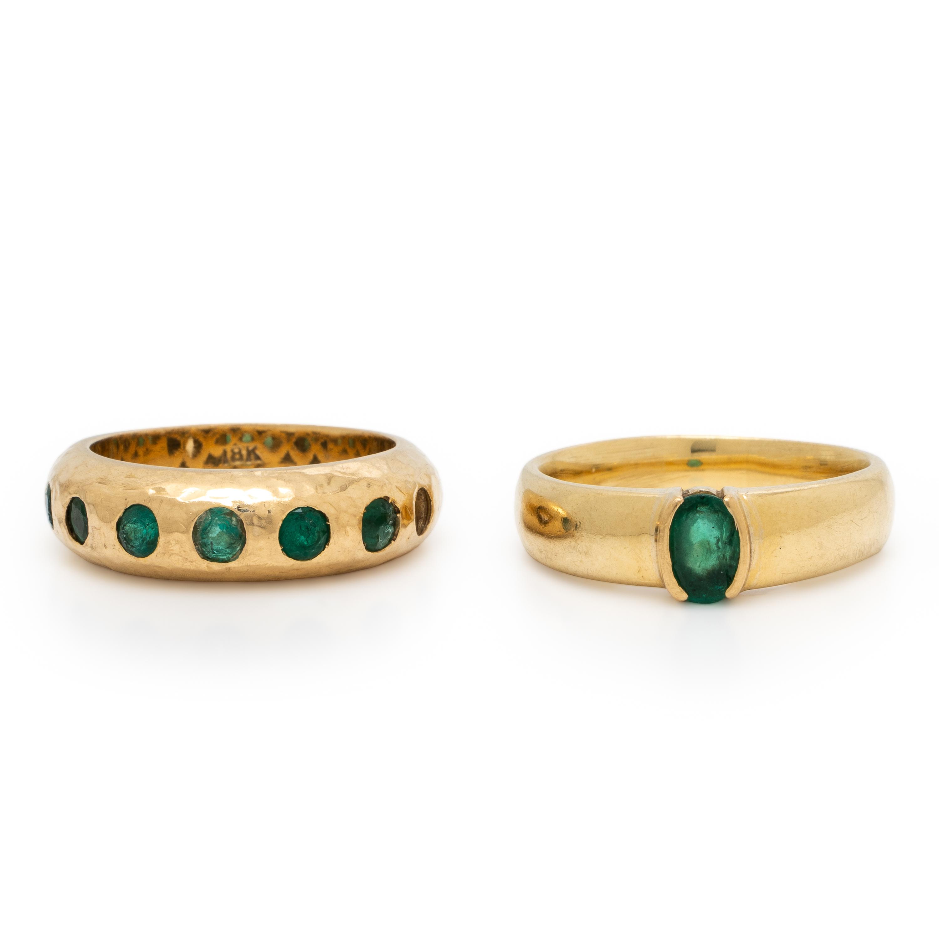 Two Yellow Gold and Emerald Rings