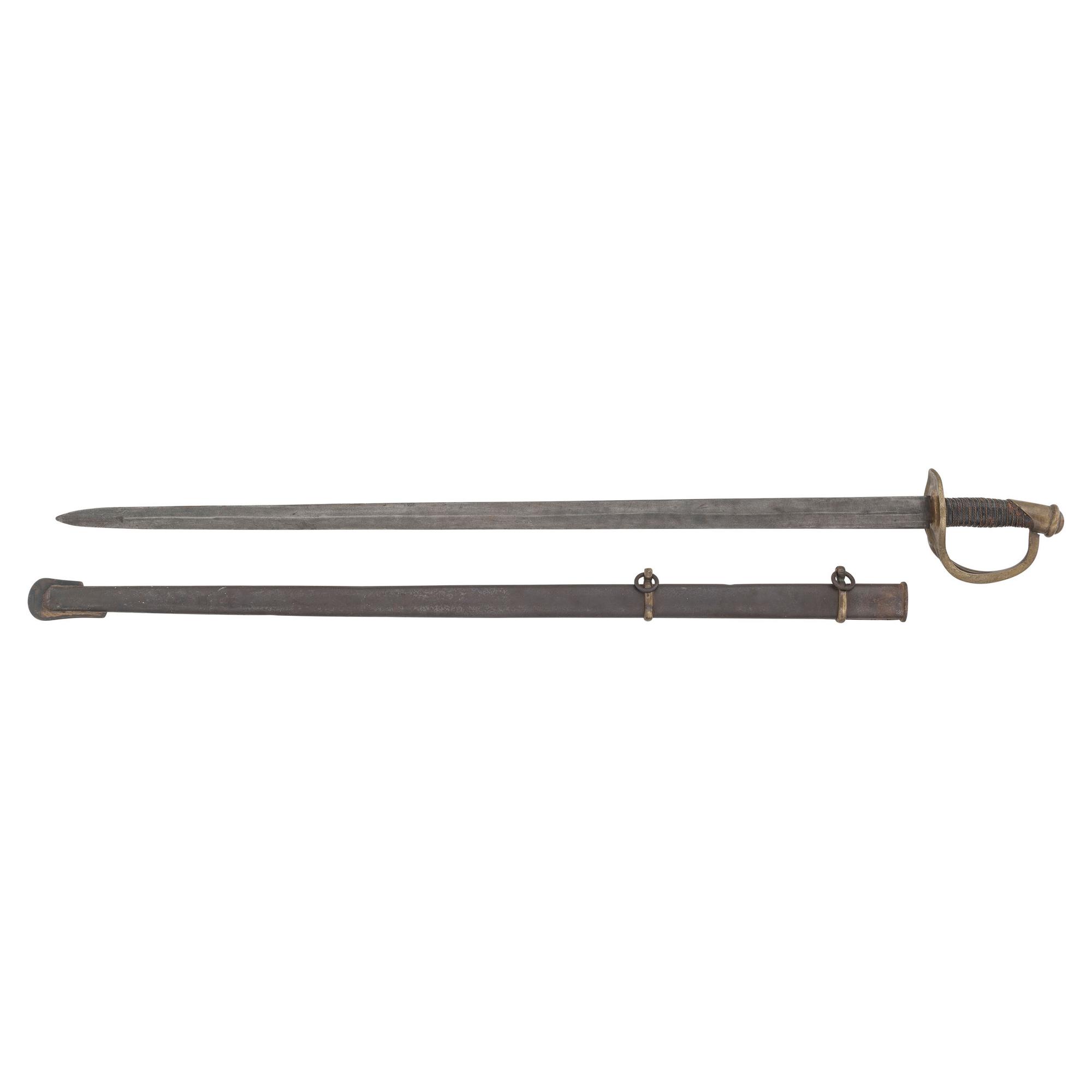 Scarce Straight Blade Memphis Novelty Works Thomas Leech Inside Guard Marked Cavalry Saber