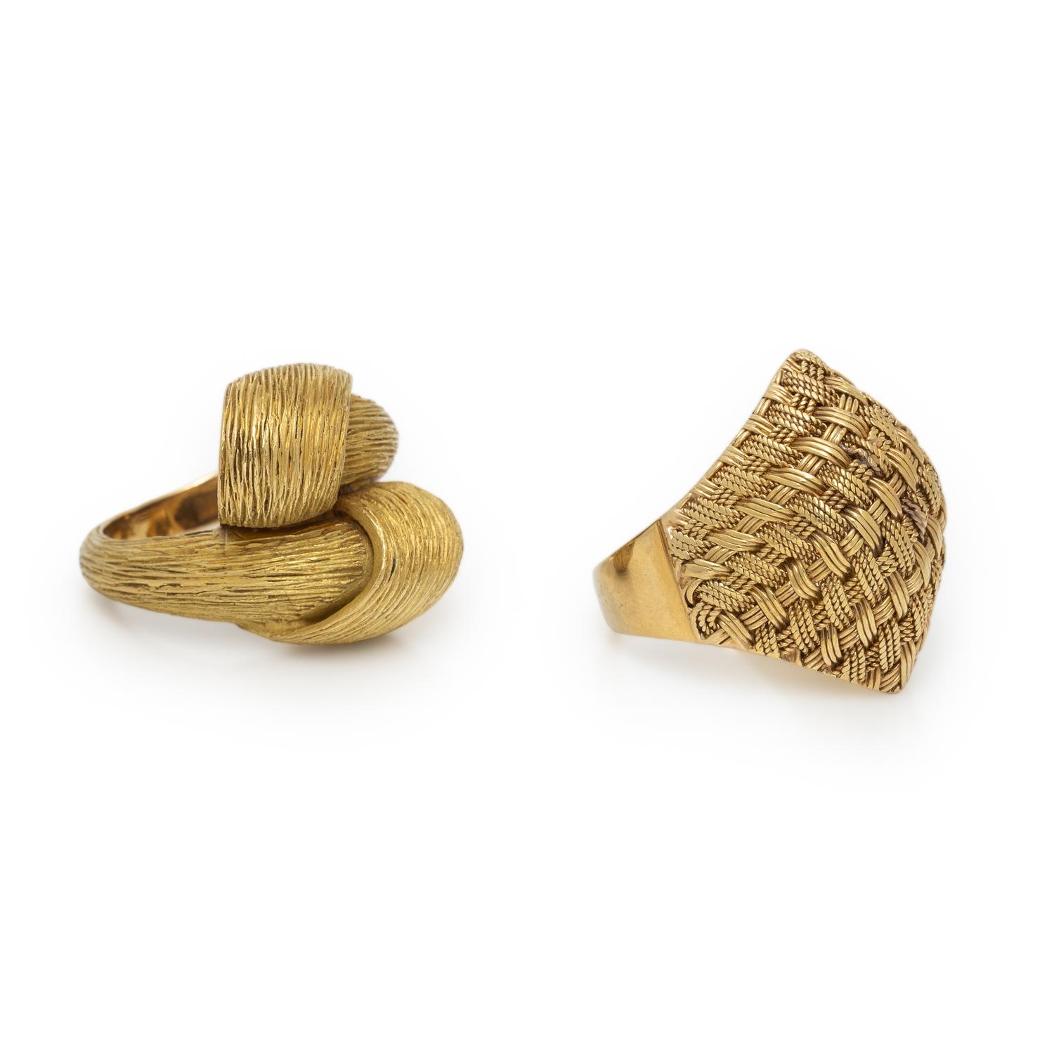 TWO YELLOW GOLD RINGS