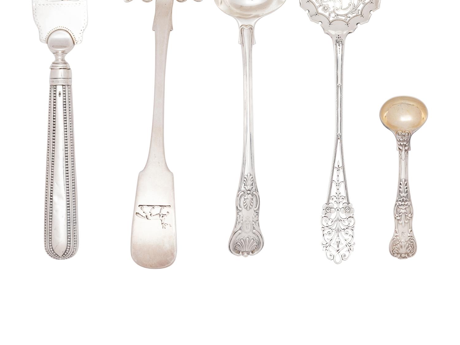 A Collection of English Silver Flatware Articles