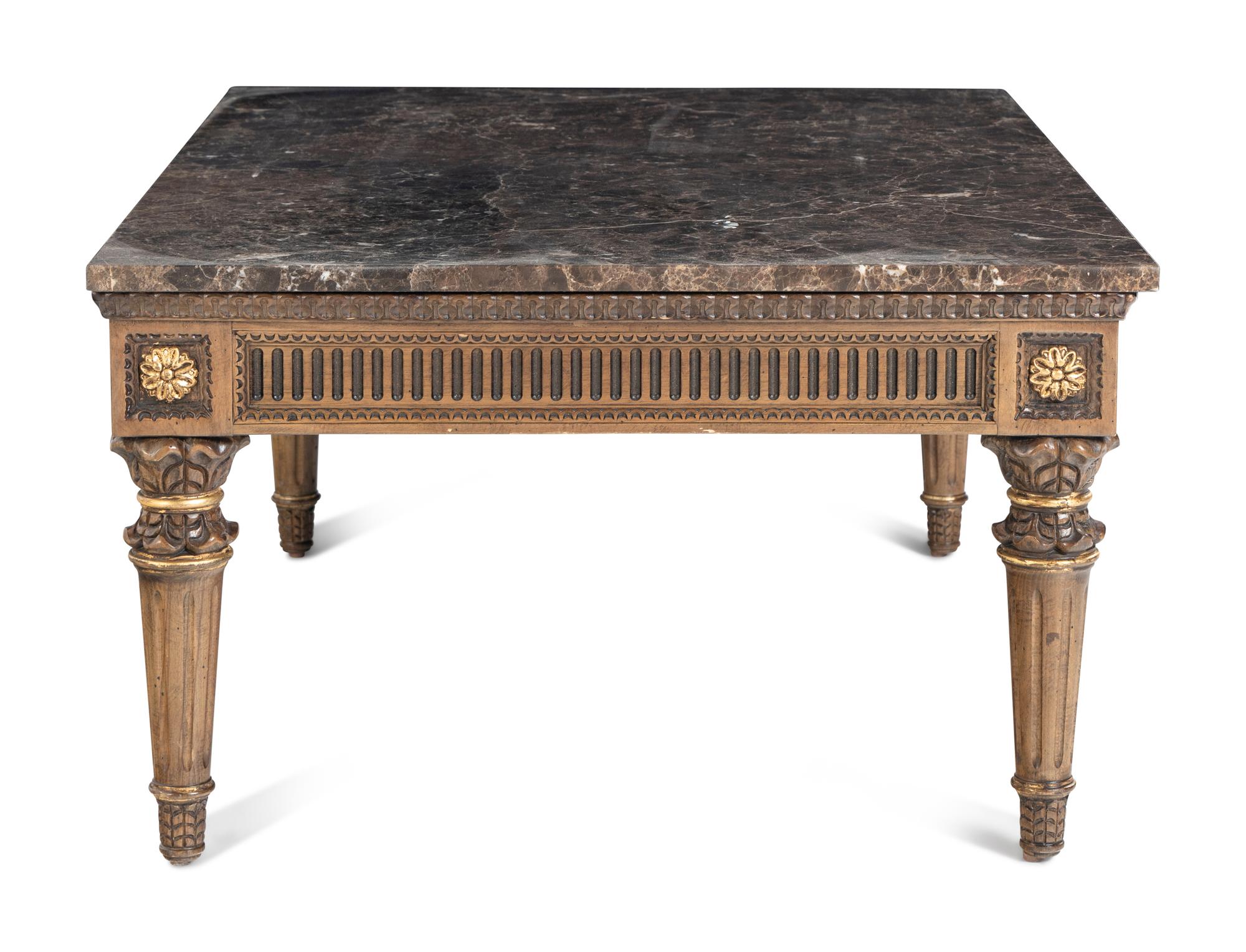 A Louis XVI Style Painted Marble-Top Low Table