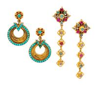 A Collection of Yellow Gold and Multigem Earclips,
