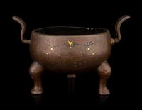 A Silver Inlaid Bronze Incense Burner