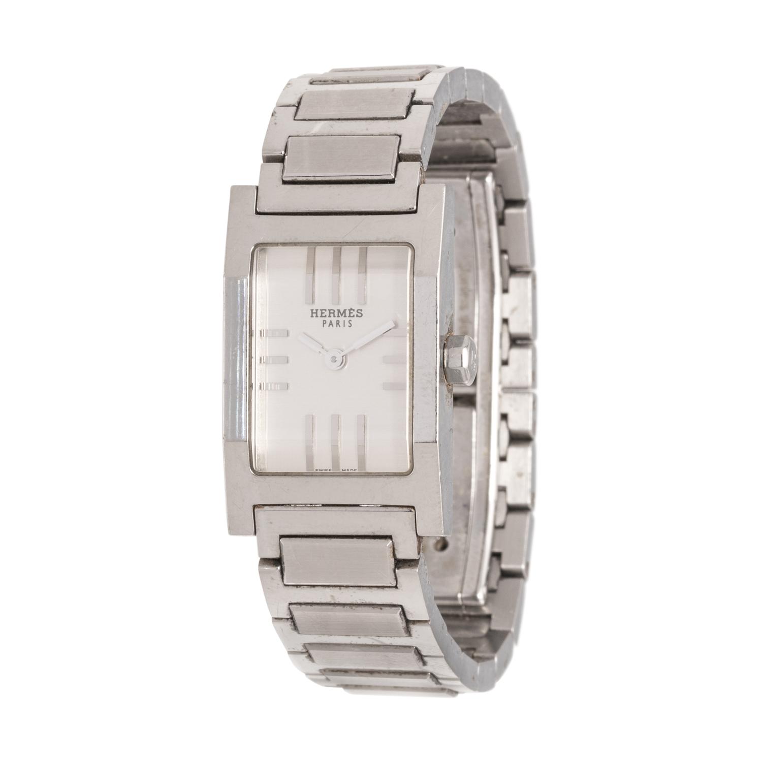 HERMÈS, STAINLESS STEEL 'TANDEM' WRISTWATCH