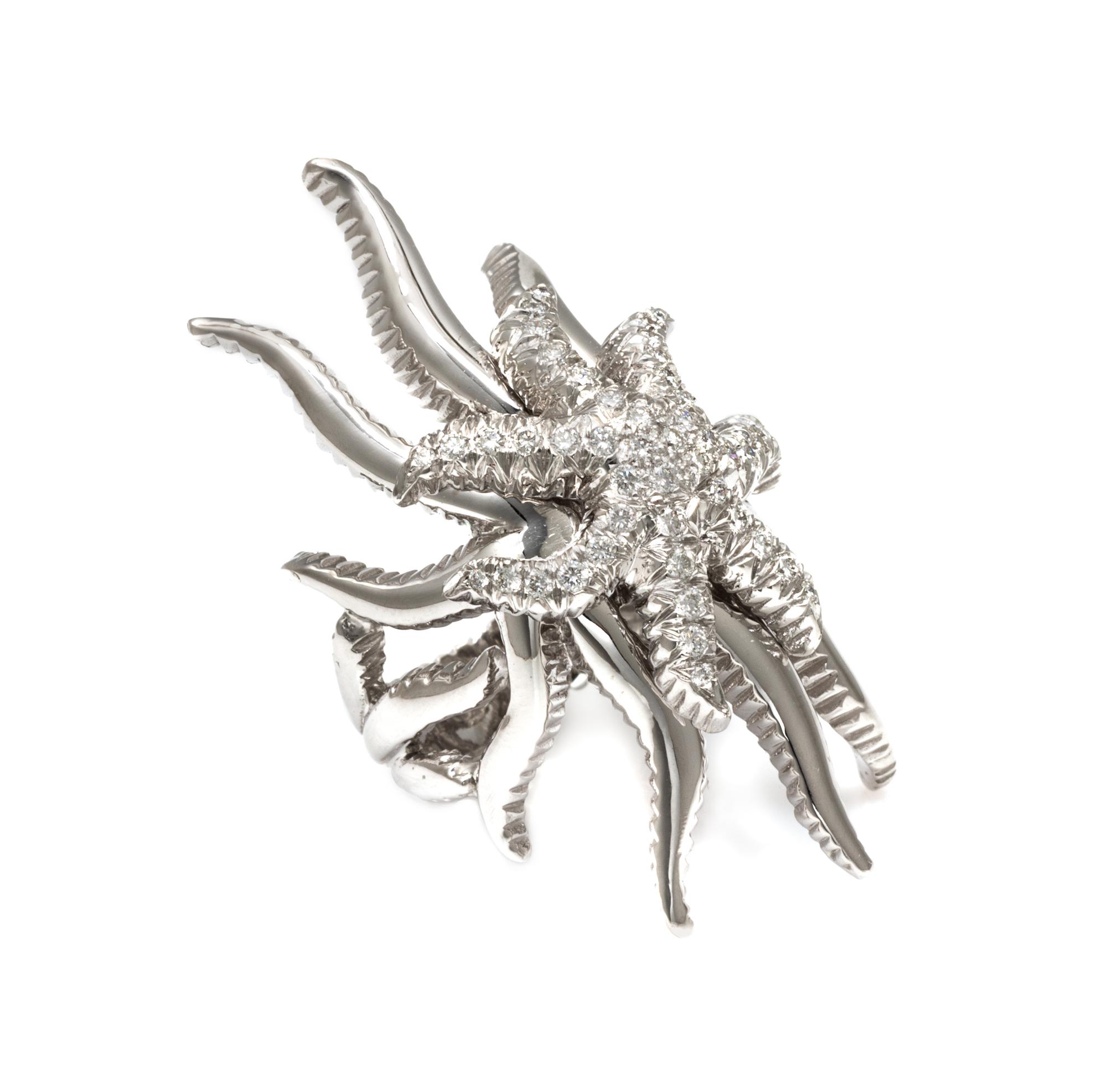 An 18 Karat White Gold and Diamond Starfish Ring, Doris Panos, 13.20 dwts.