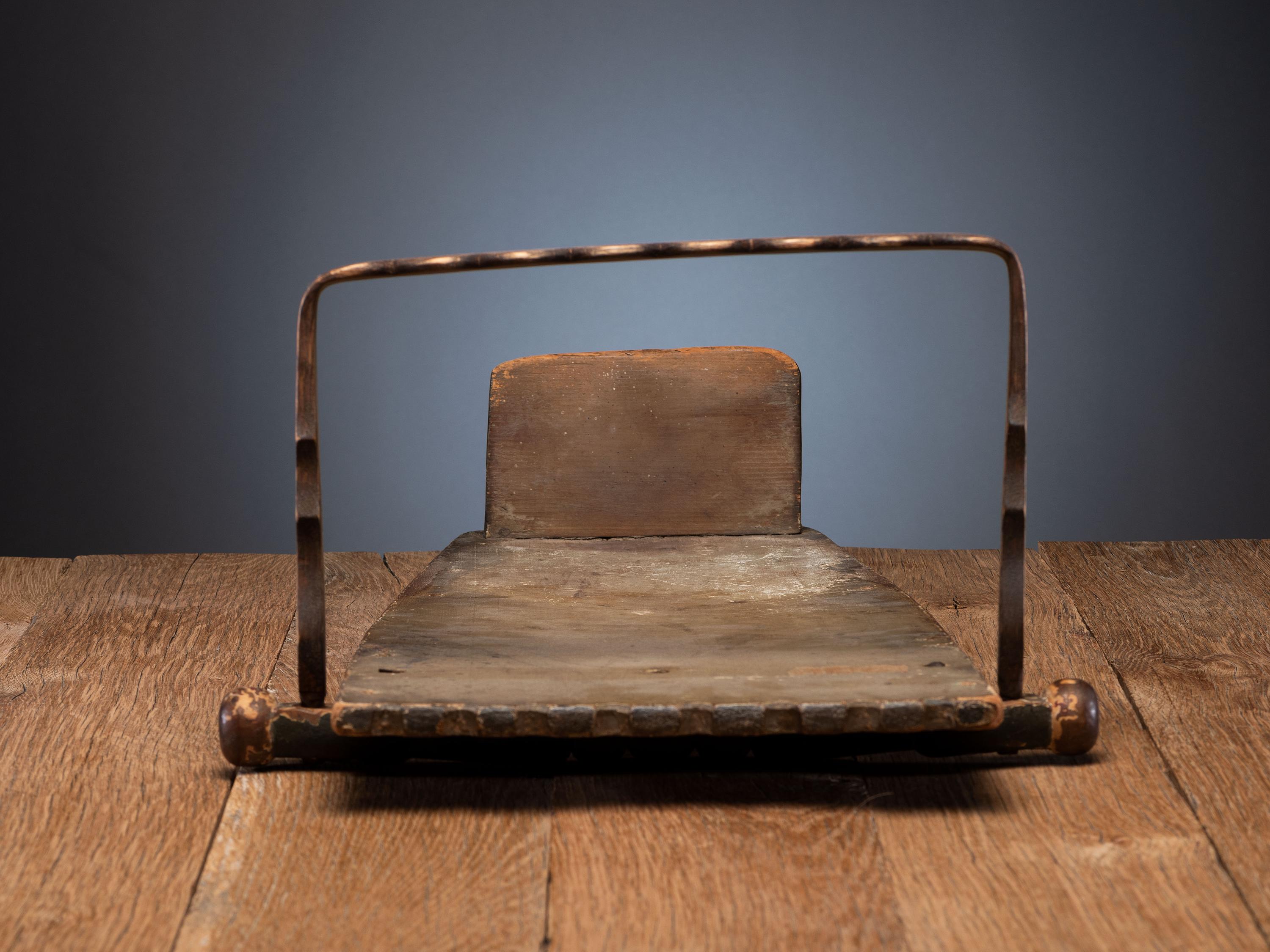 Mohawk Carved and Painted Cradle