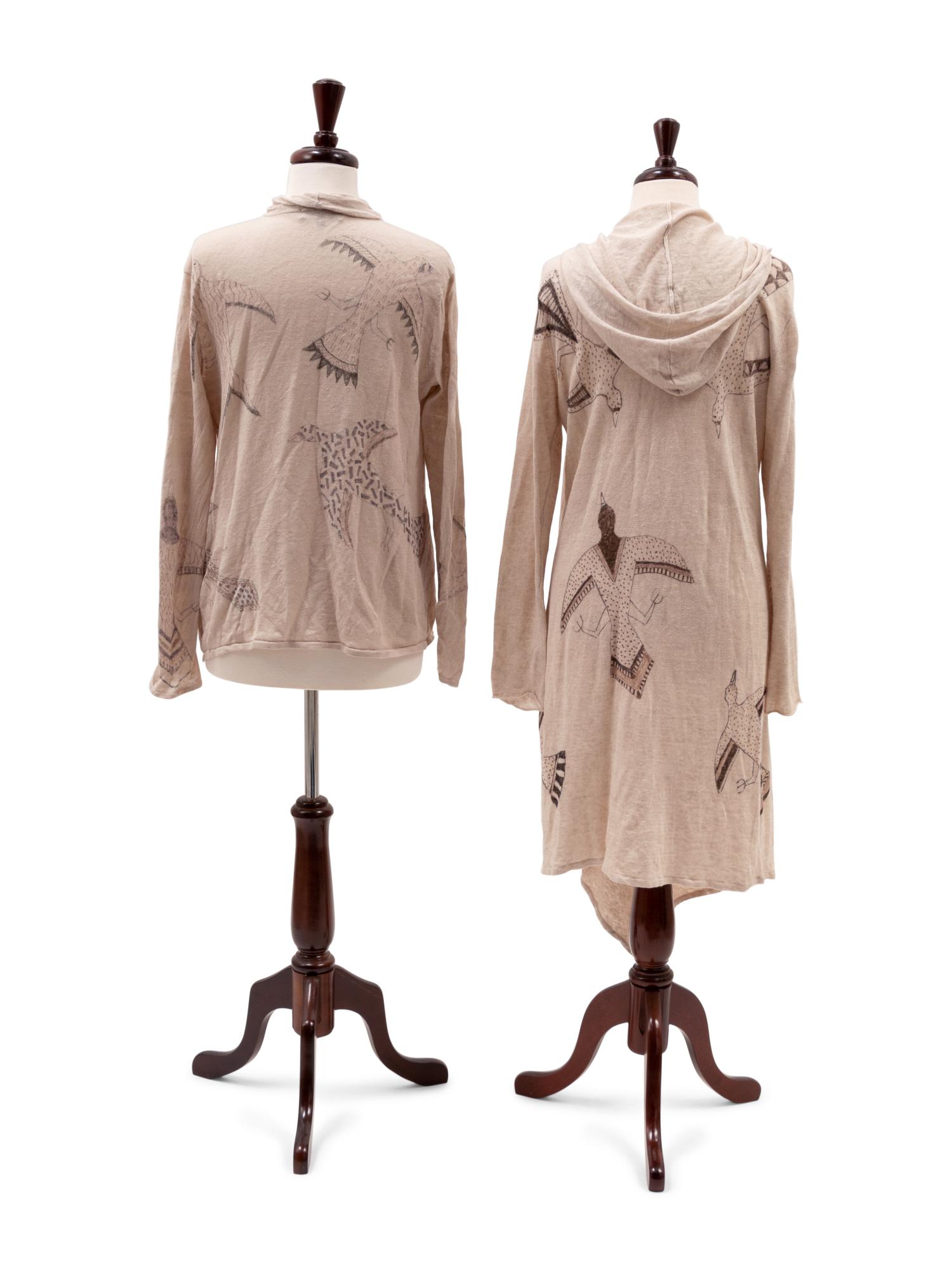 Penned Ledger-style Drawings on Sweaters, with Thunderbirds
