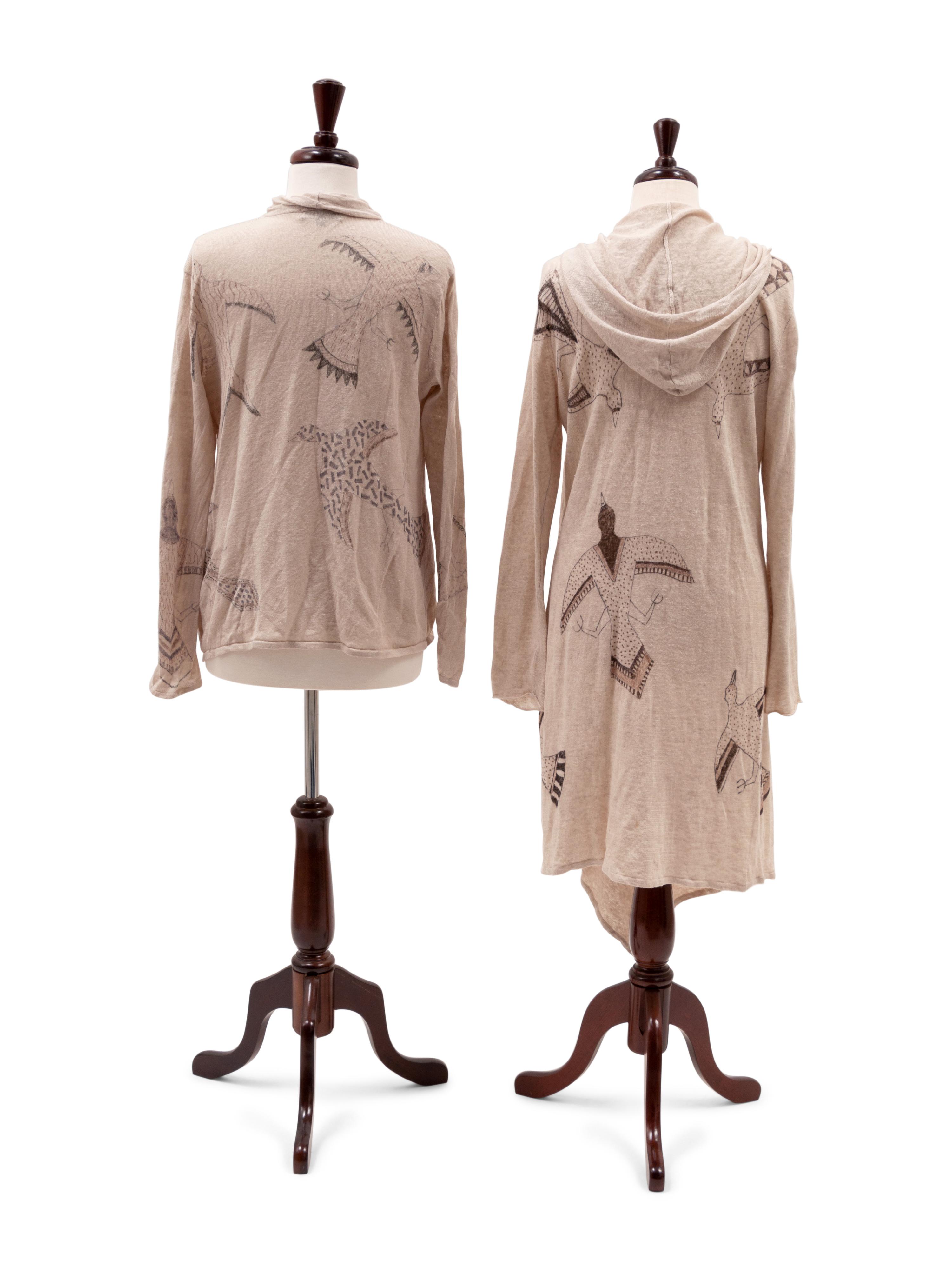 Penned Ledger-style Drawings on Sweaters, with Thunderbirds
