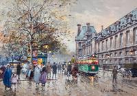 Antoine Blanchard, (French, 1910-1988), Quai des Tuileries et le Musée du Louvre, Paris