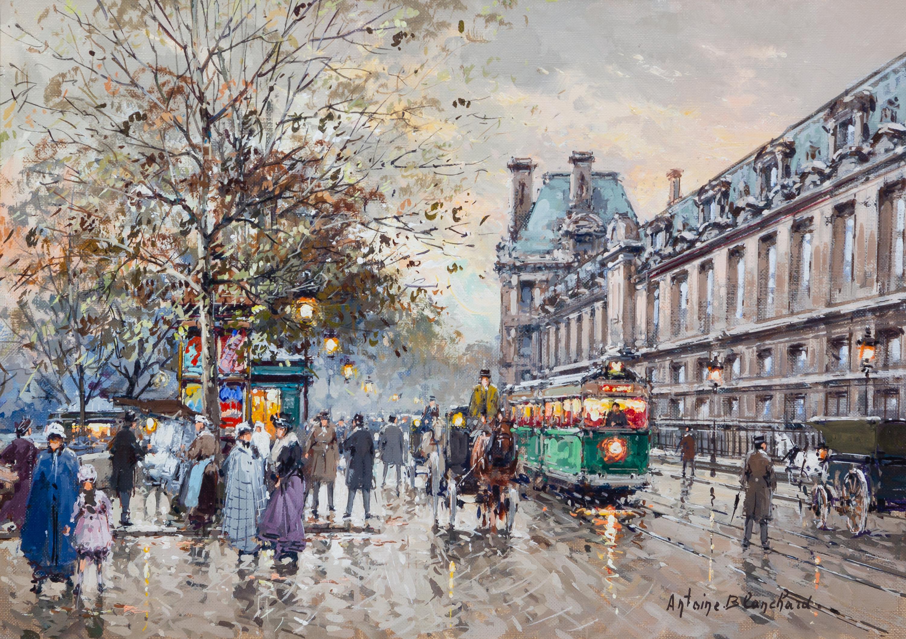 Antoine Blanchard, (French, 1910-1988), Quai des Tuileries et le Musée du Louvre, Paris