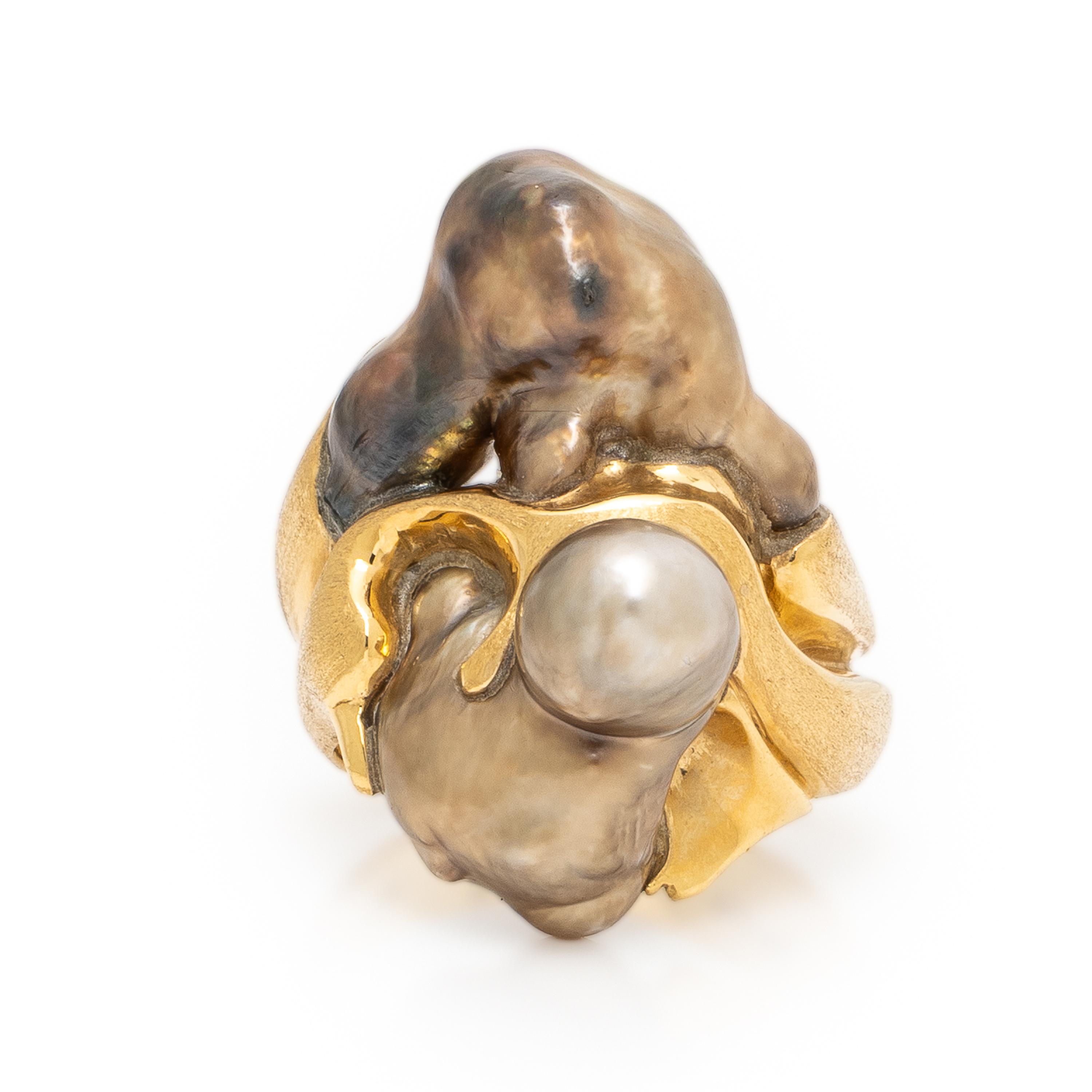 Yvel, Baroque Cultured Pearl and Yellow Gold Ring
