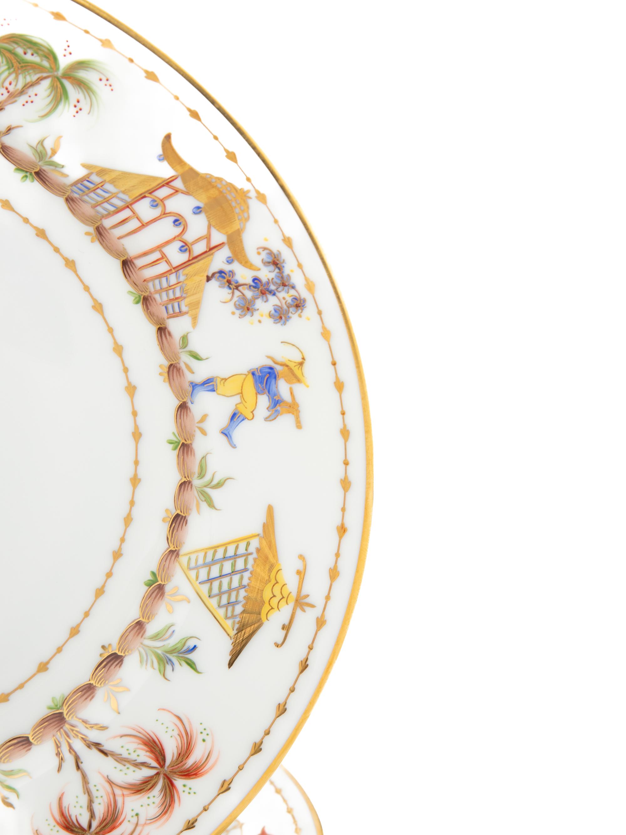 A Set of Ten Le Tallec Cirque Chinois Hand-Painted Porcelain Plates