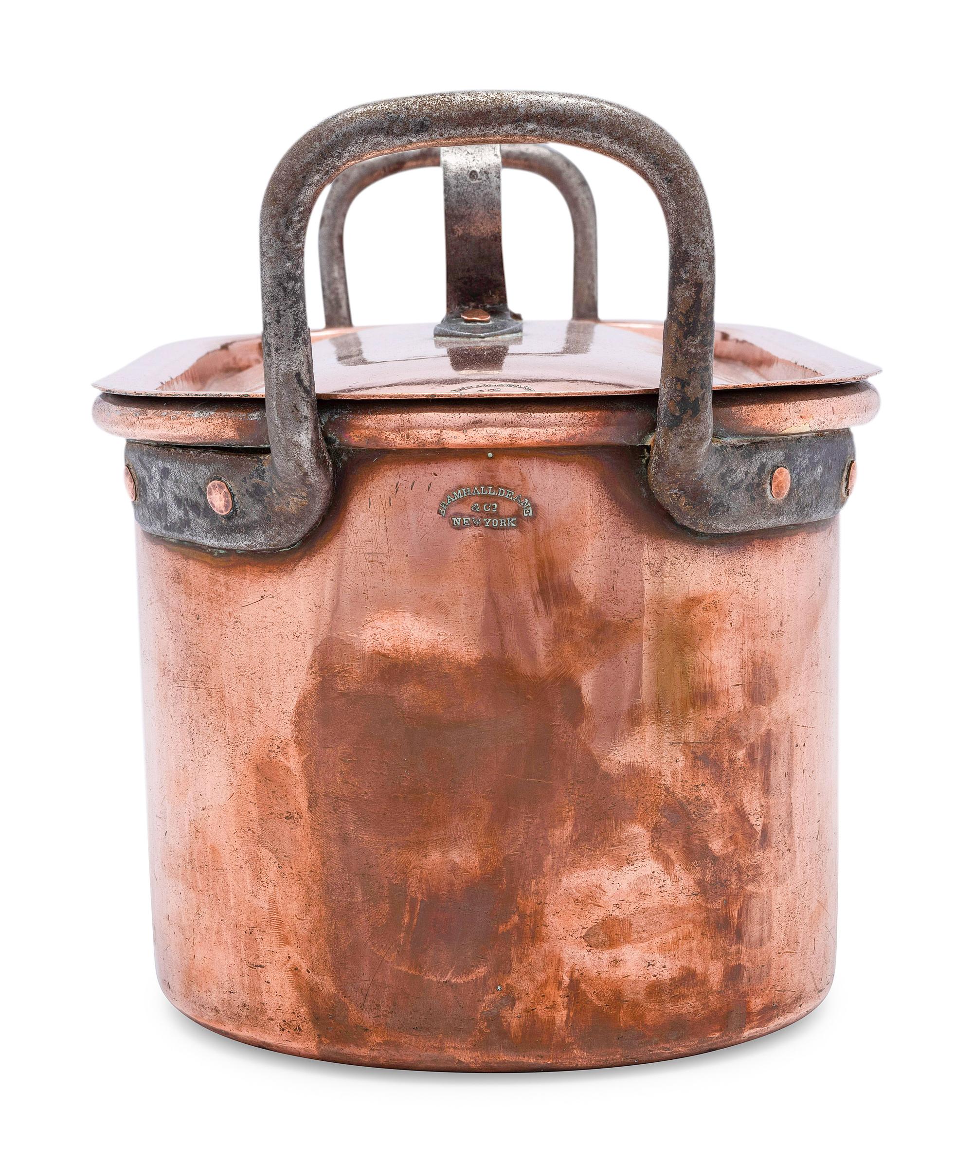 An American Copper Fish Poacher with Cover and Inside Tray