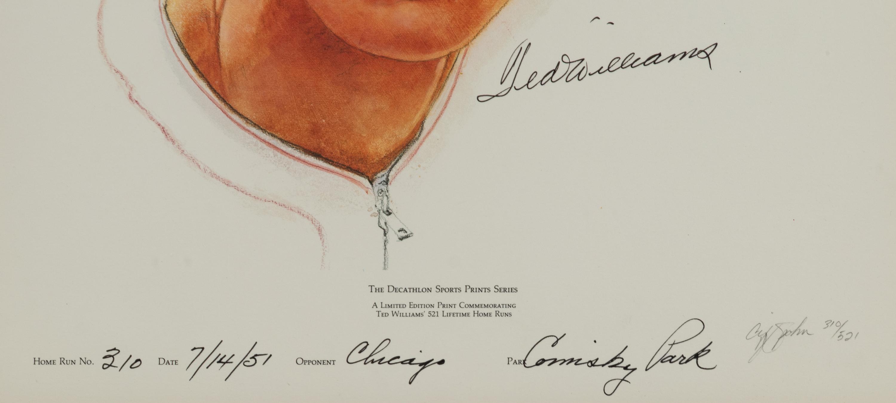 A Cliff Spohn Ted Williams Signed Autograph Limited Edition Print Formerly Displayed at Mike Ditka’s Restaurant