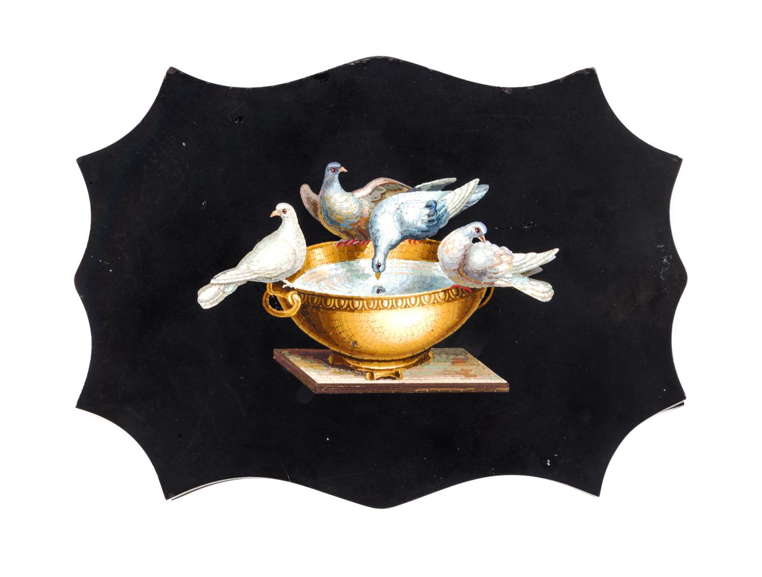 An Italian Micromosaic Paperweight Width 7 inches. — 19TH CENTURY