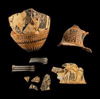 Ten Attic Black-Figured White-Ground Neck Amphora Fragments
