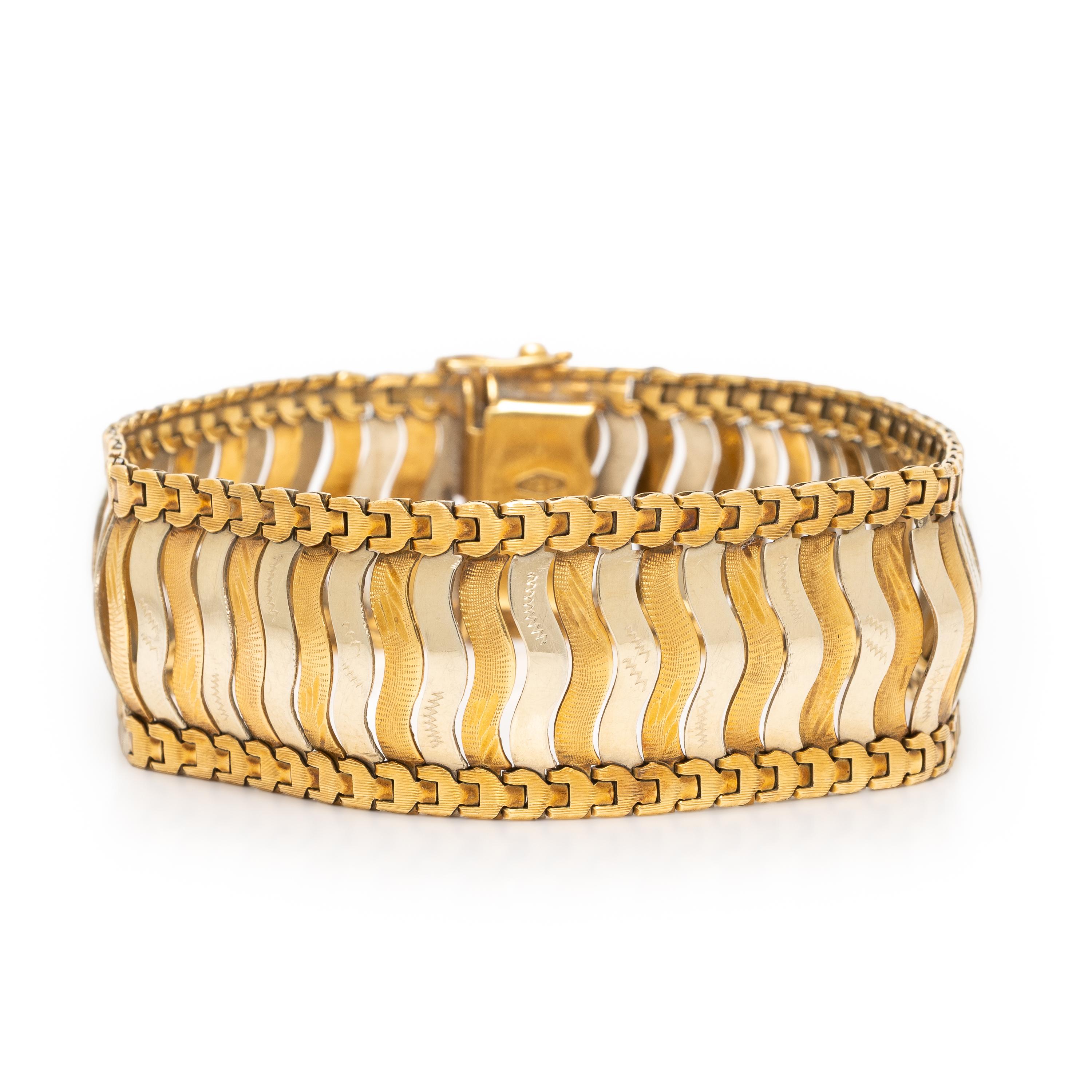 Italian, Bicolor Gold Fancy Link Bracelet