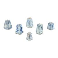 A Group of Six Chinese Porcelain Blue-and-White Incense Holders