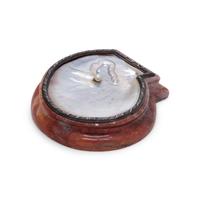 A Russian Mother-of-Pearl and Silver Mounted Hardstone Paperweight
