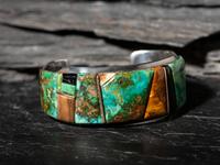 Sterling Silver and Cobblestone Inlay Cuff Bracelet