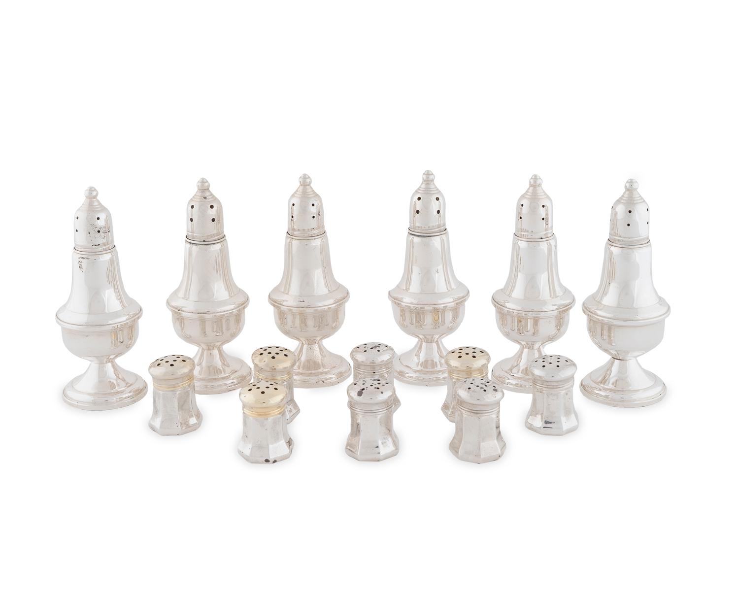 A Group of American Silver Salt and Peppers — 20TH CENTURY